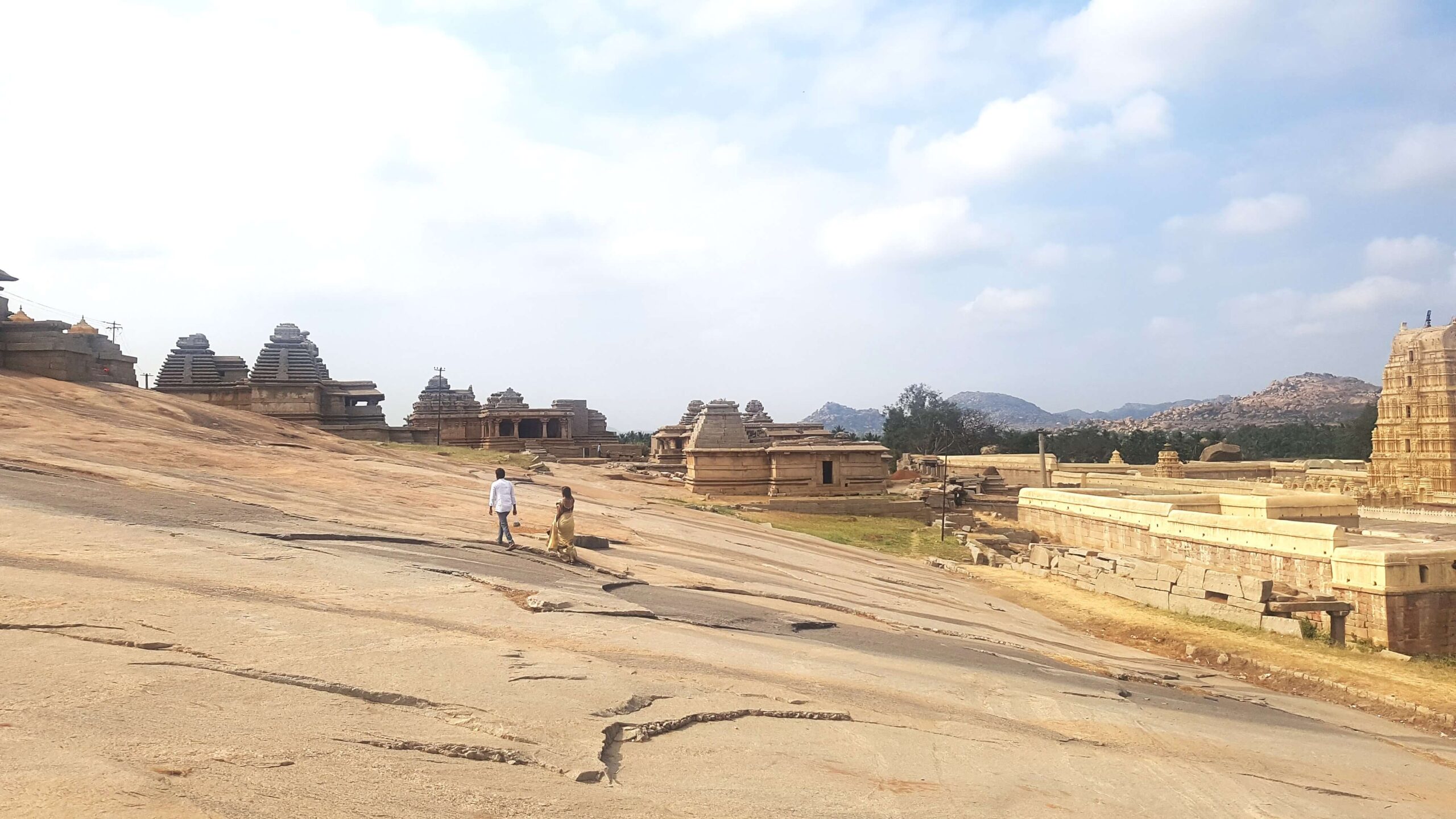 A lomg shot of the vast expanse of hampi.