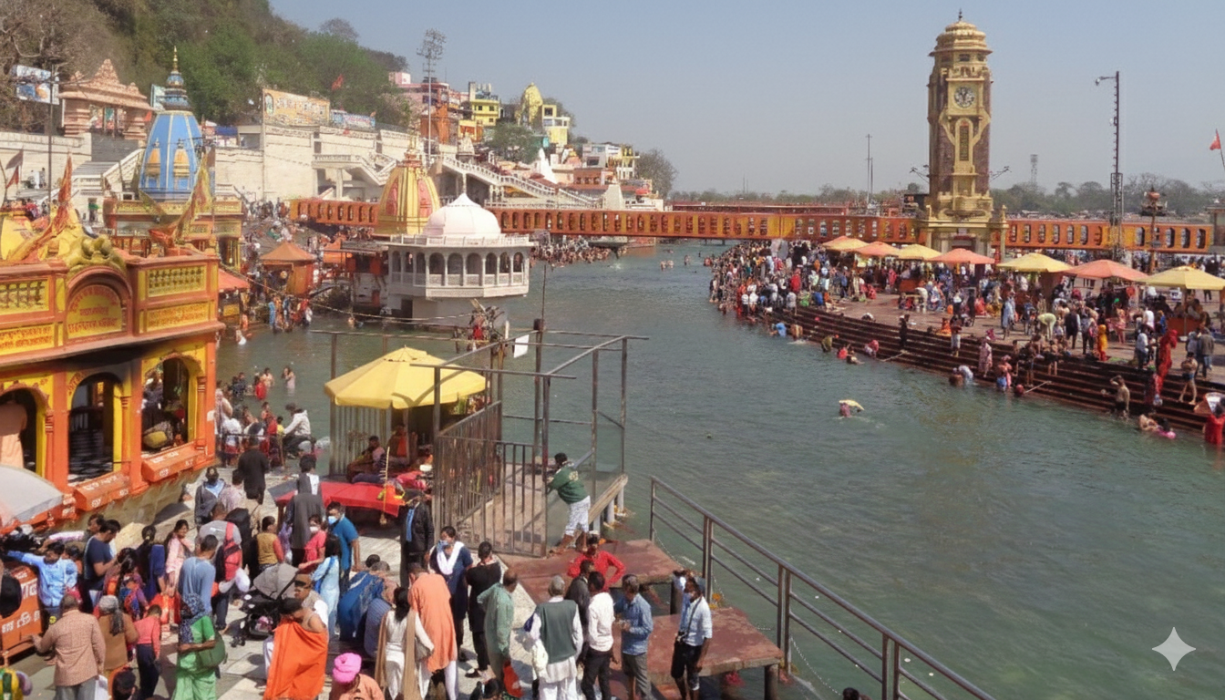 sacred Ganga at Haridwar in Har ki Pauri