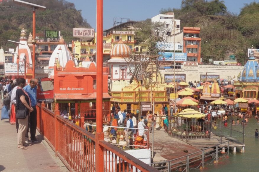 Bright reds, yellows, and oranges spreading a lively, spiritual energy in Haridwar
