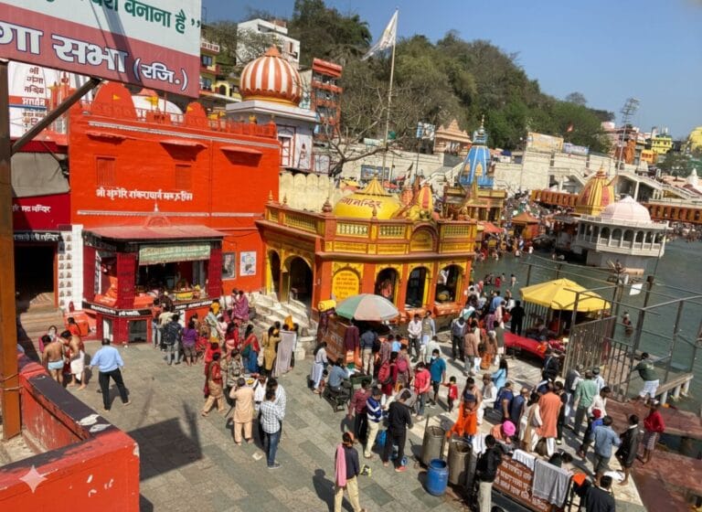 Sacred Ganga river at Har Ki Pauri ghat in Haridwar.