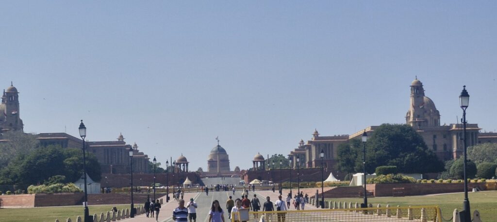 Ceremonial avenue leading to Rashtrapati Bhavan at Raisina Hill New Delhi