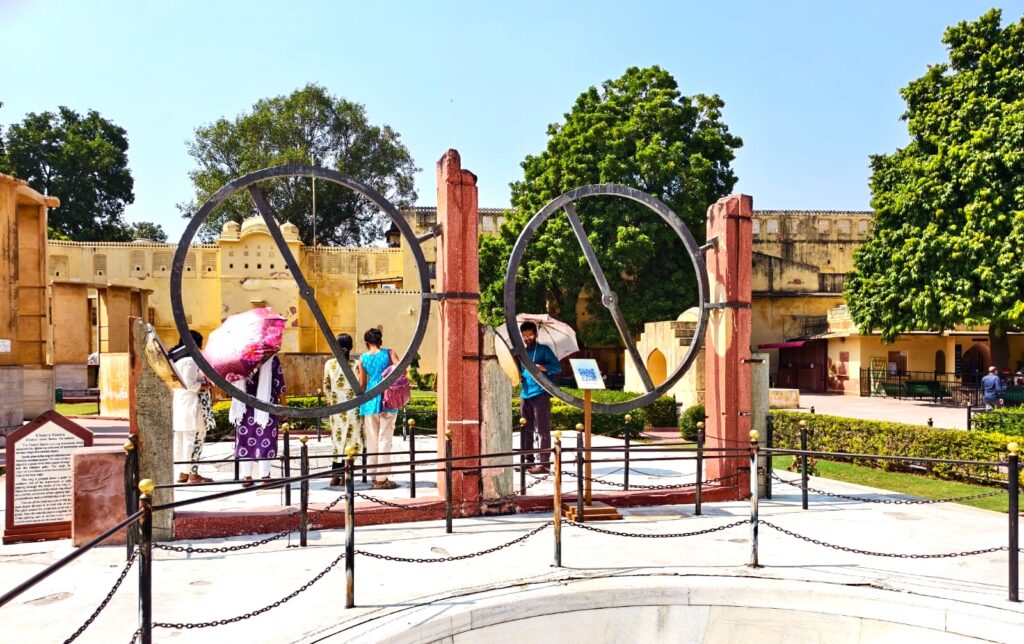 Chakra Yantra at Jantar Mantar Jaipur — circular stone rings with sighting tubes used to observe and measure positions of celestial bodies