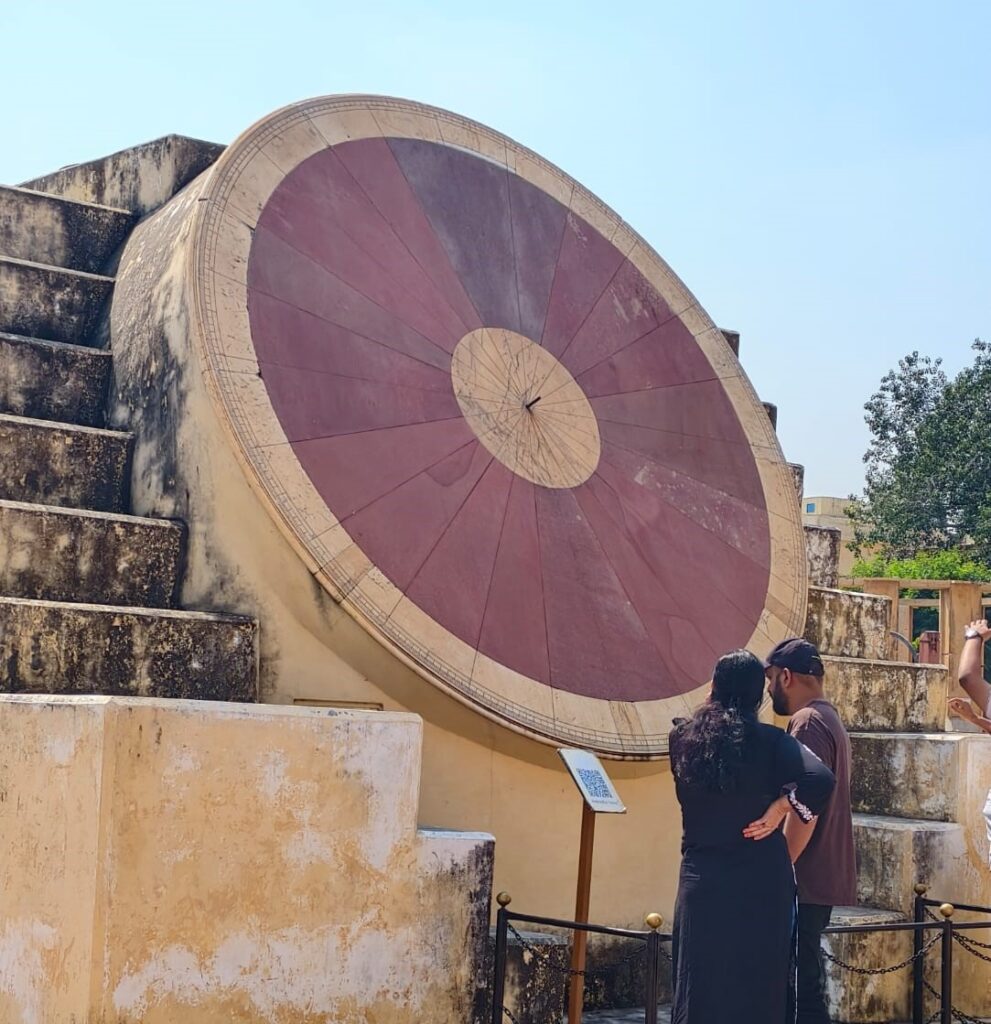 Samrat Yantra at Jantar Mantar Jaipur — the giant triangular sundial with a large semicircular dial used for precise time measurement through shadows